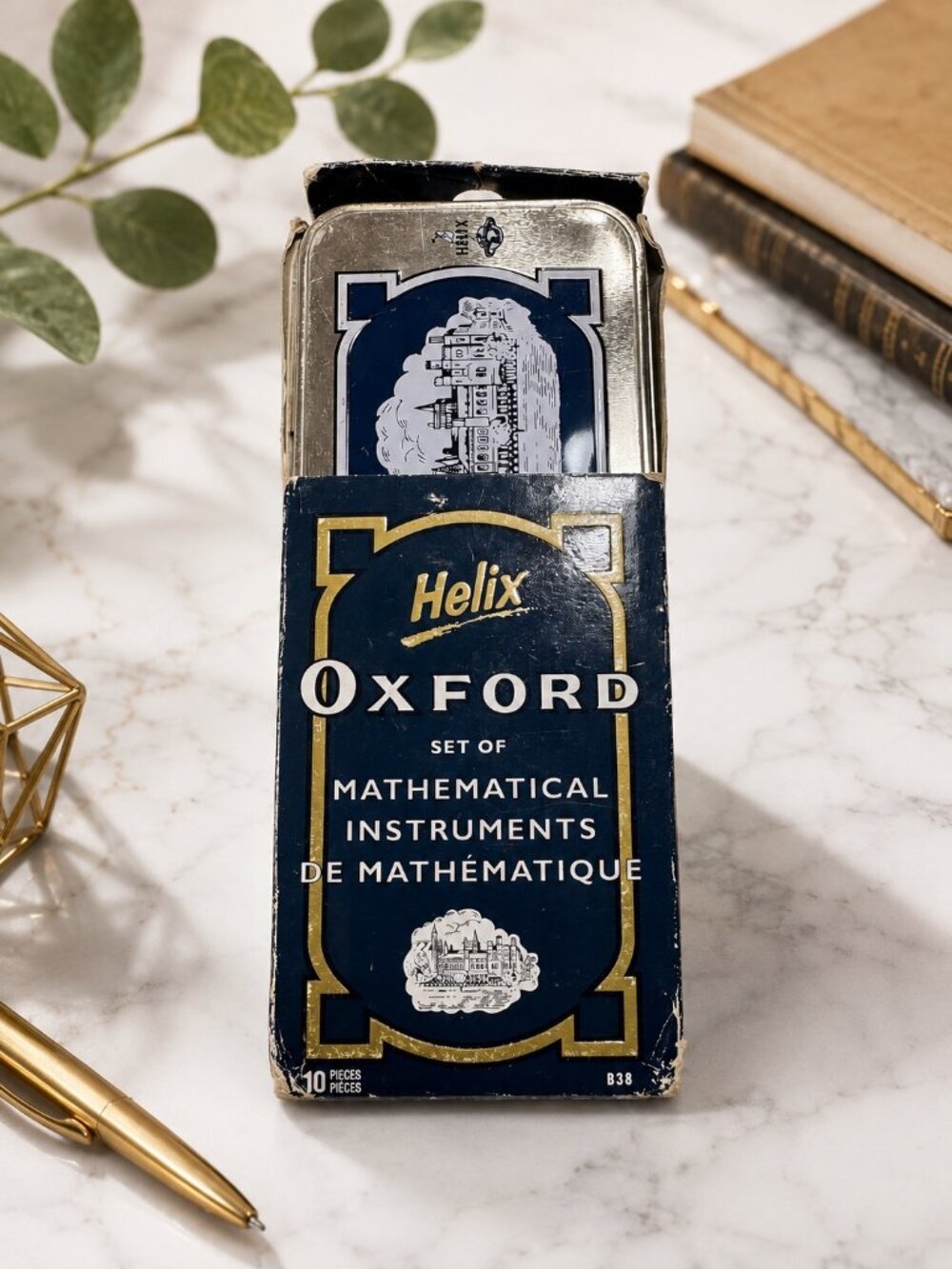 Vintage 1990s Helix Oxford Mathematical Instruments Set Complete Tin Case Box
